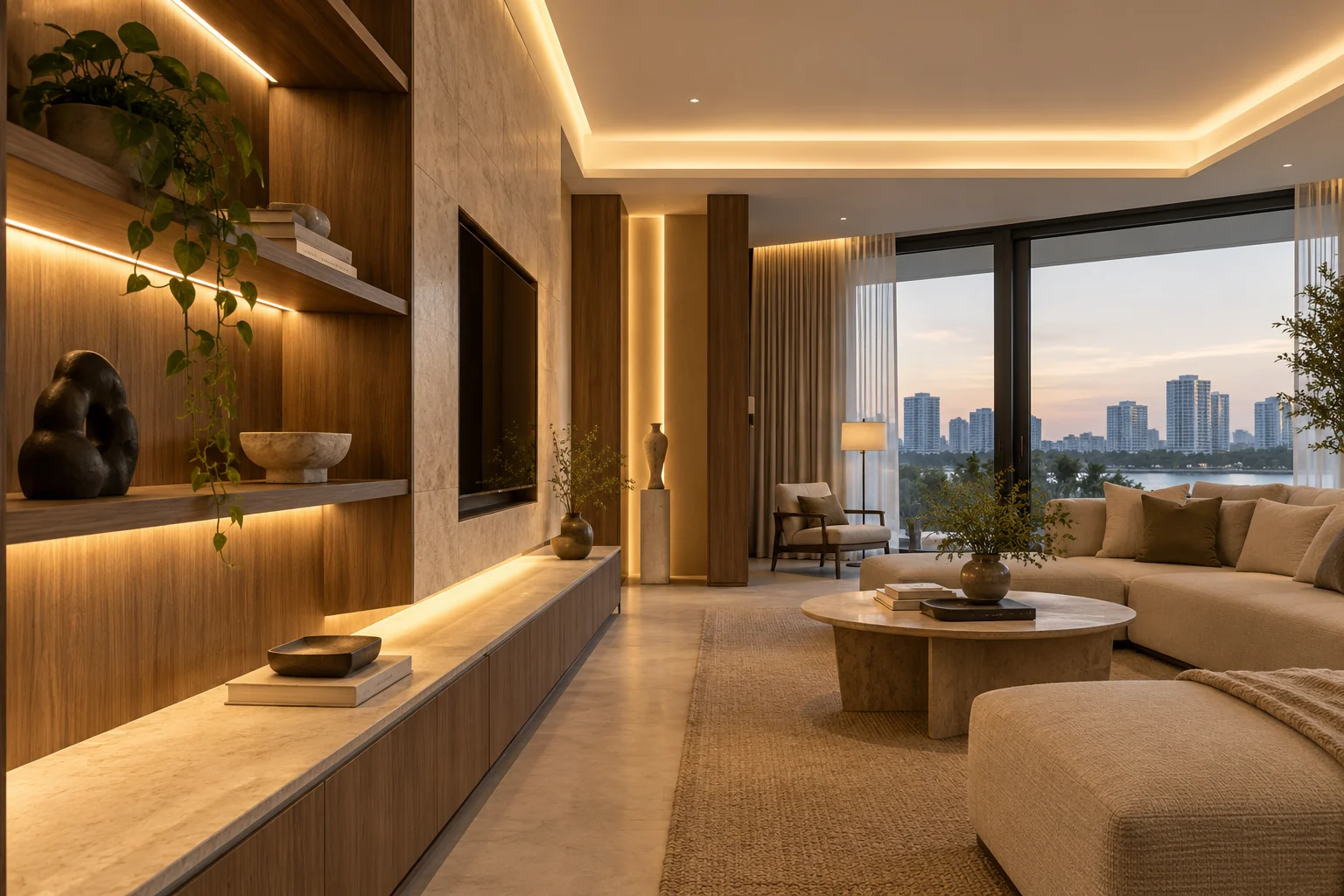 Minh họa đèn LED dây trong hốc trần và kệ